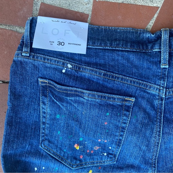 LOFT BUTTON-FLY PAINT SPLATTER BOYFRIEND JEANS LADIES SIZE 30/10 - Picture 6 of 11